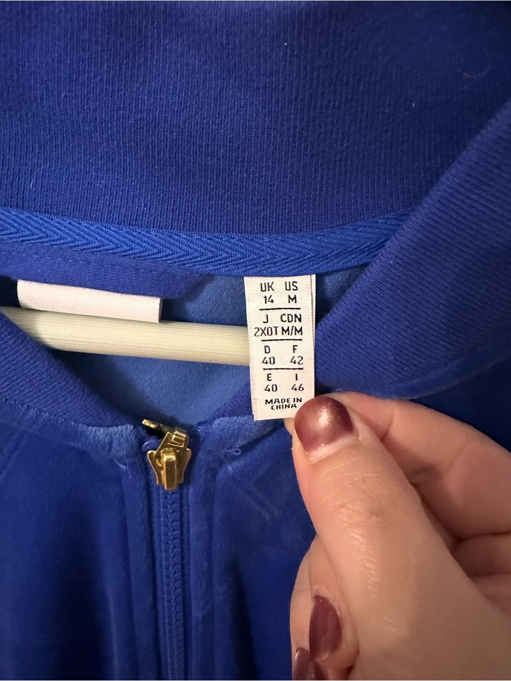 adidas Royal Blue Zip-Up Jacket with Gold Zipper - Picture 4 of 4